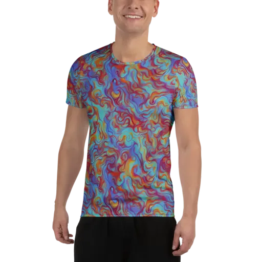 Aqua Rapture on a Men's Athletic T-Shirt