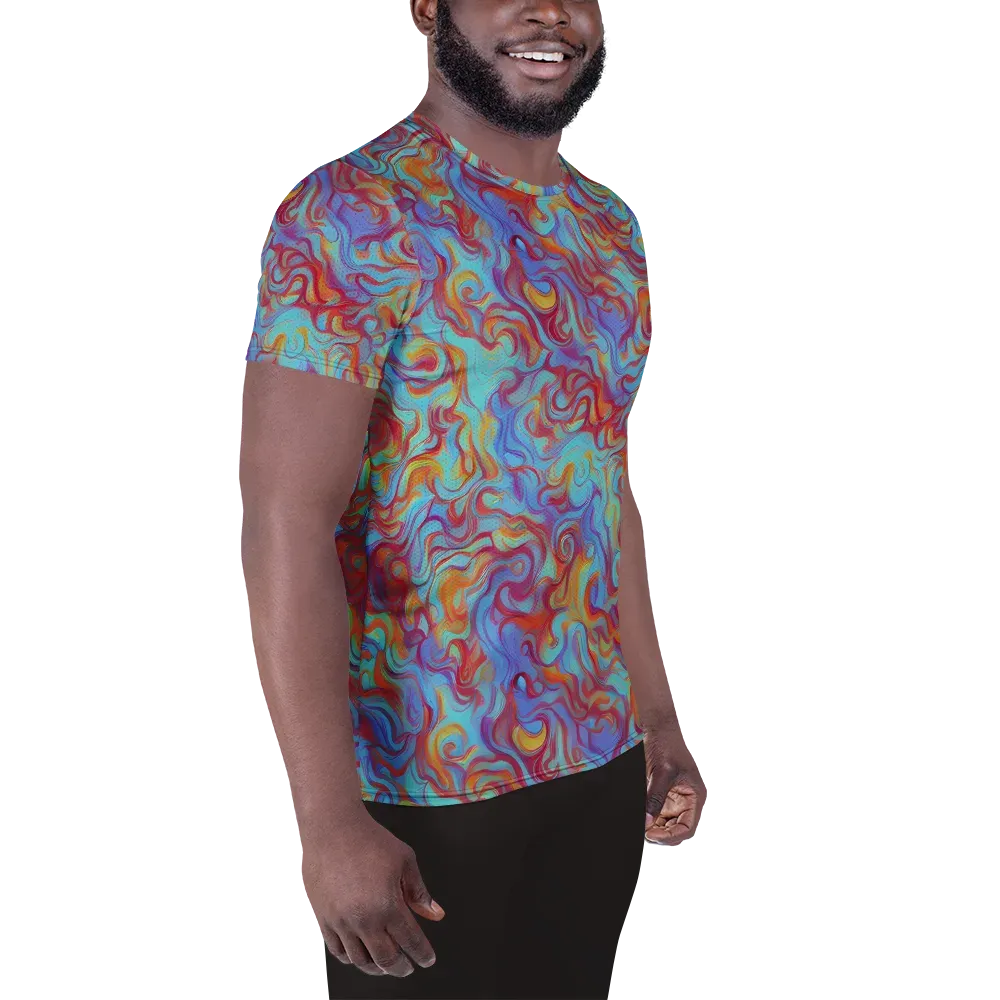 Aqua Rapture on Men's Athletic T-Shirt — Right