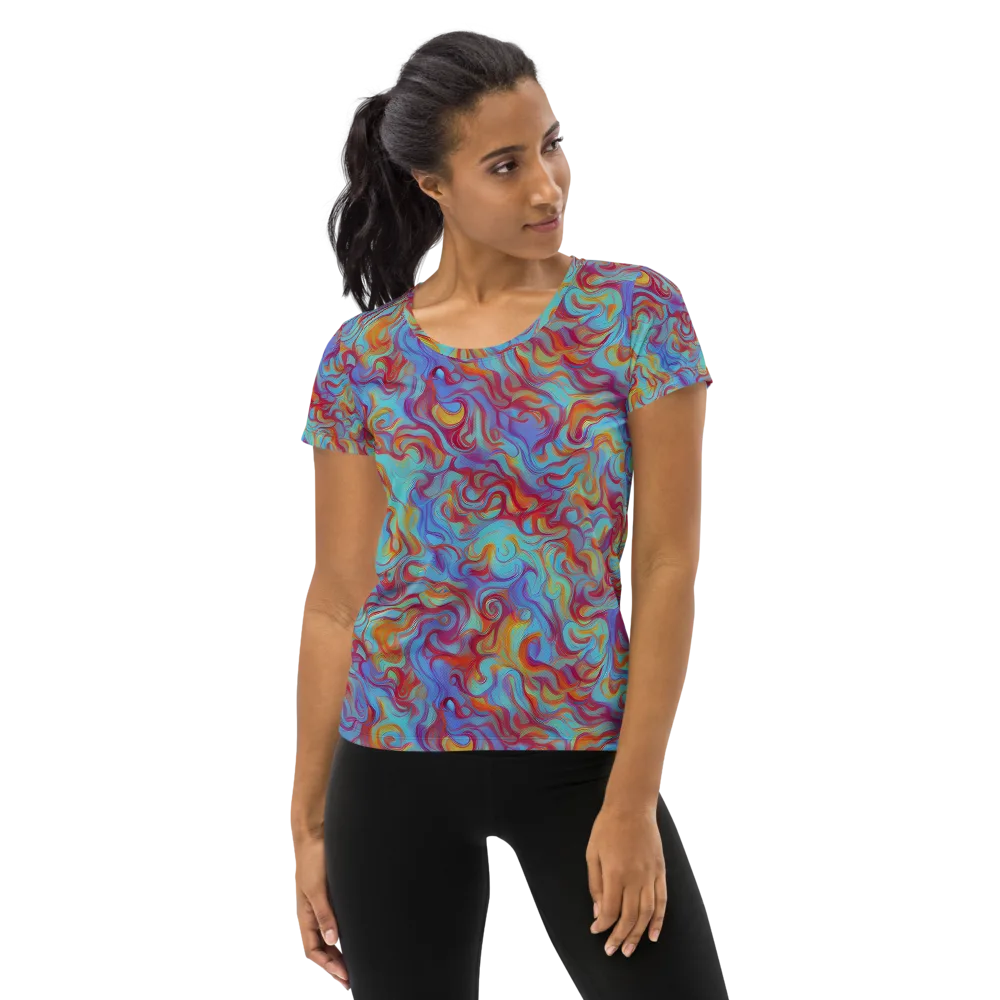 Aqua Rapture on Women's Athletic T-Shirt — Front