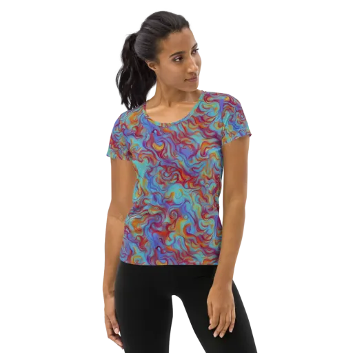 Aqua Rapture on a Women's Athletic T-Shirt