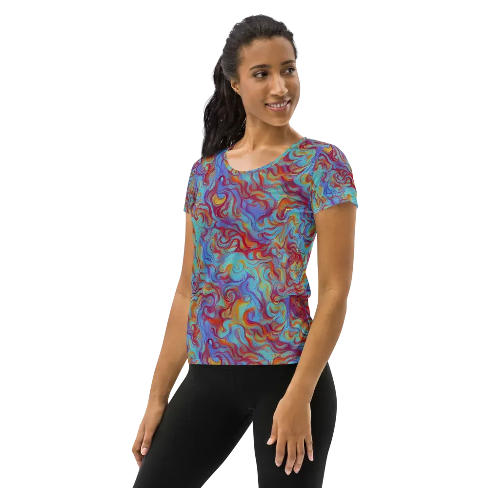 Aqua Rapture on Women's Athletic T-Shirt — Left