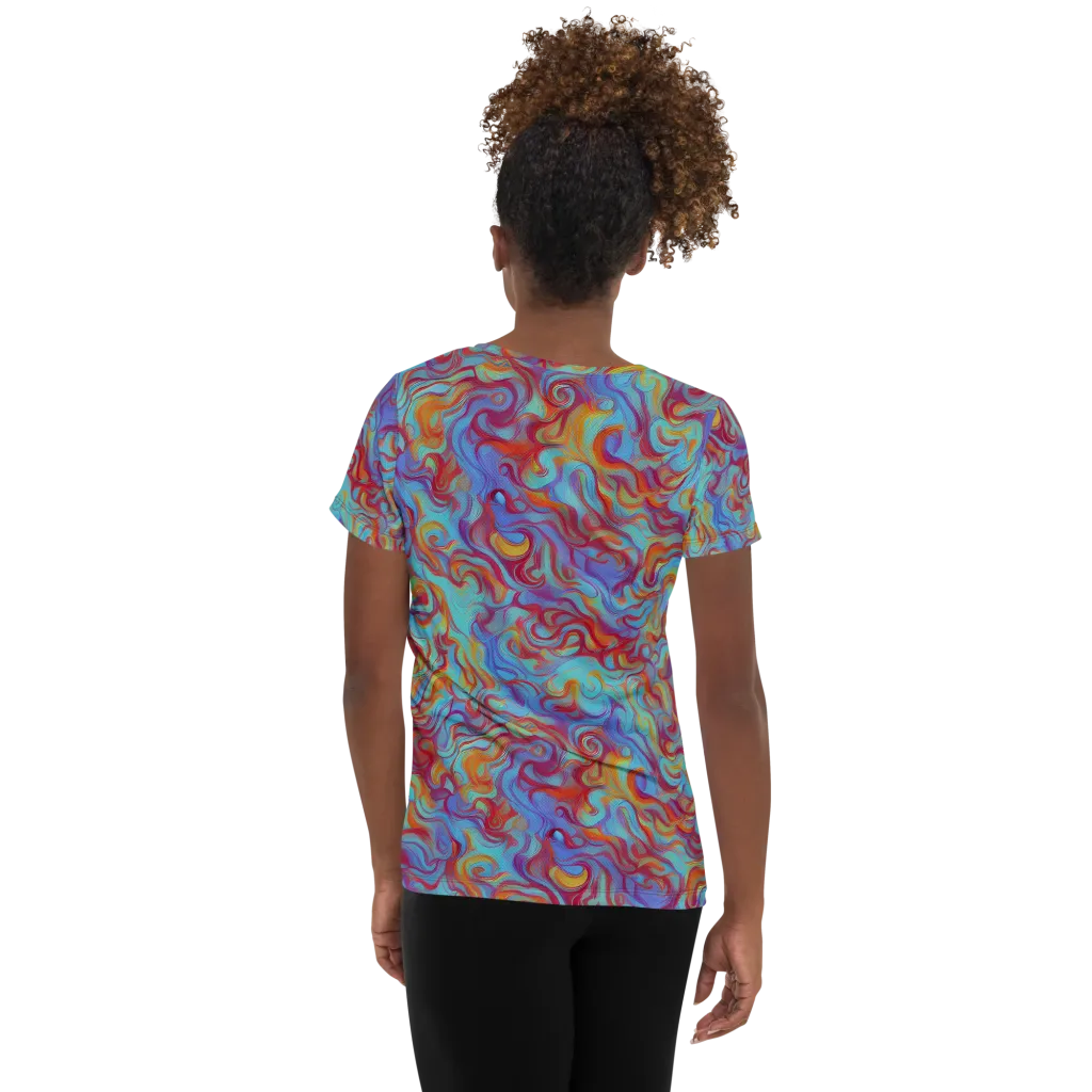 Aqua Rapture on Women's Athletic T-Shirt — Back
