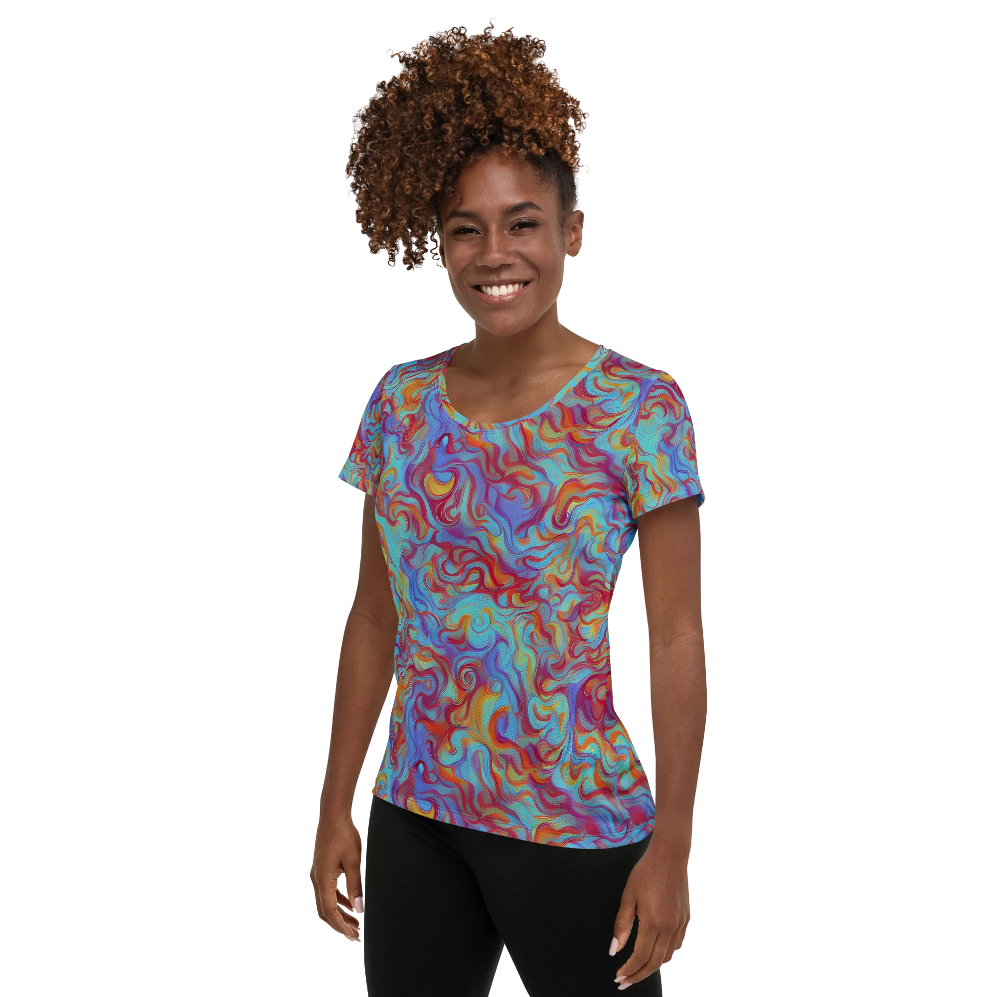 Aqua Rapture on Women's Athletic T-Shirt — Left