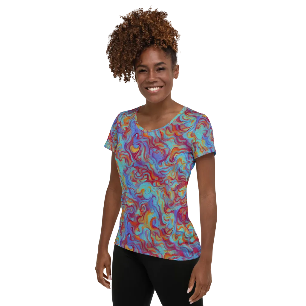 Aqua Rapture on Women's Athletic T-Shirt — Left