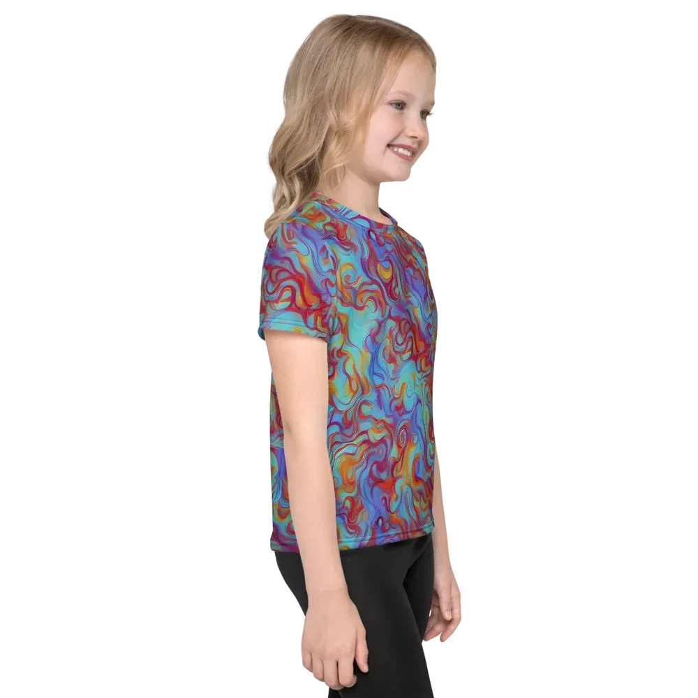 Aqua Rapture on Kids Crew Neck T-Shirt — Right