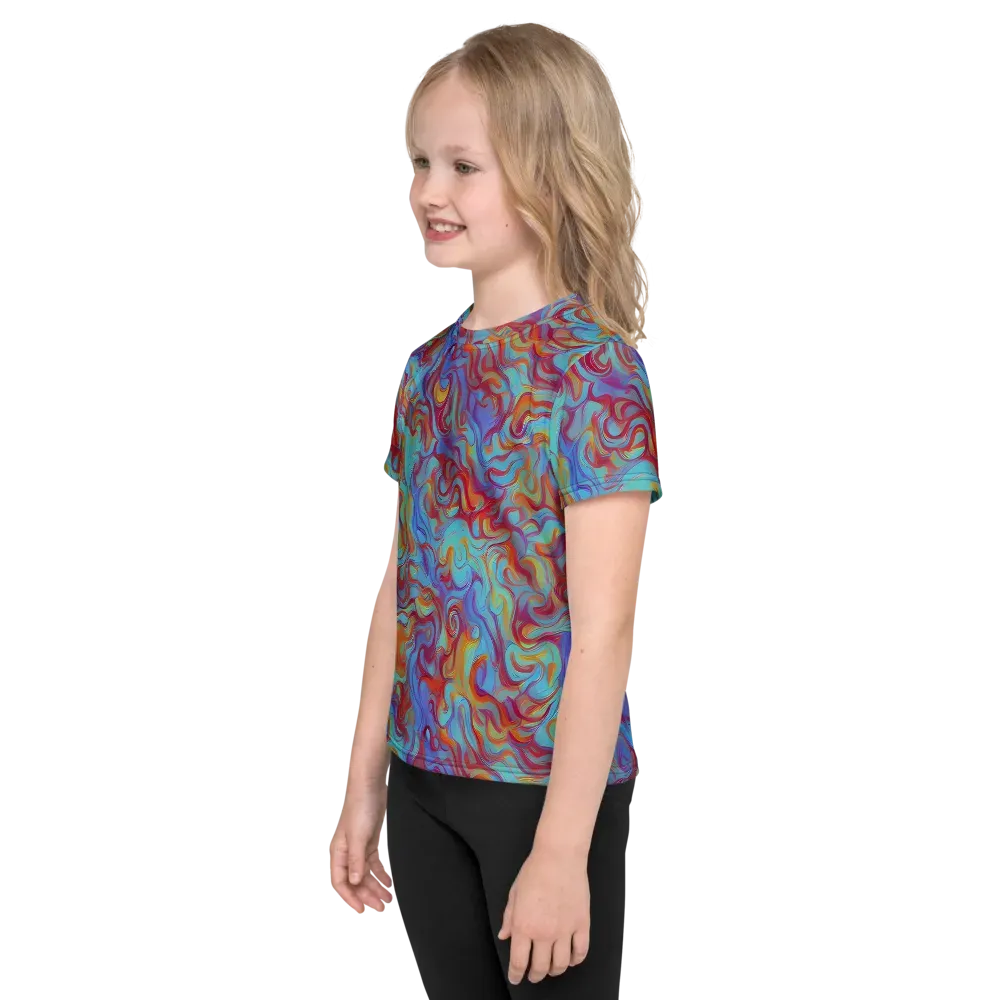 Aqua Rapture on Kids Crew Neck T-Shirt — Left