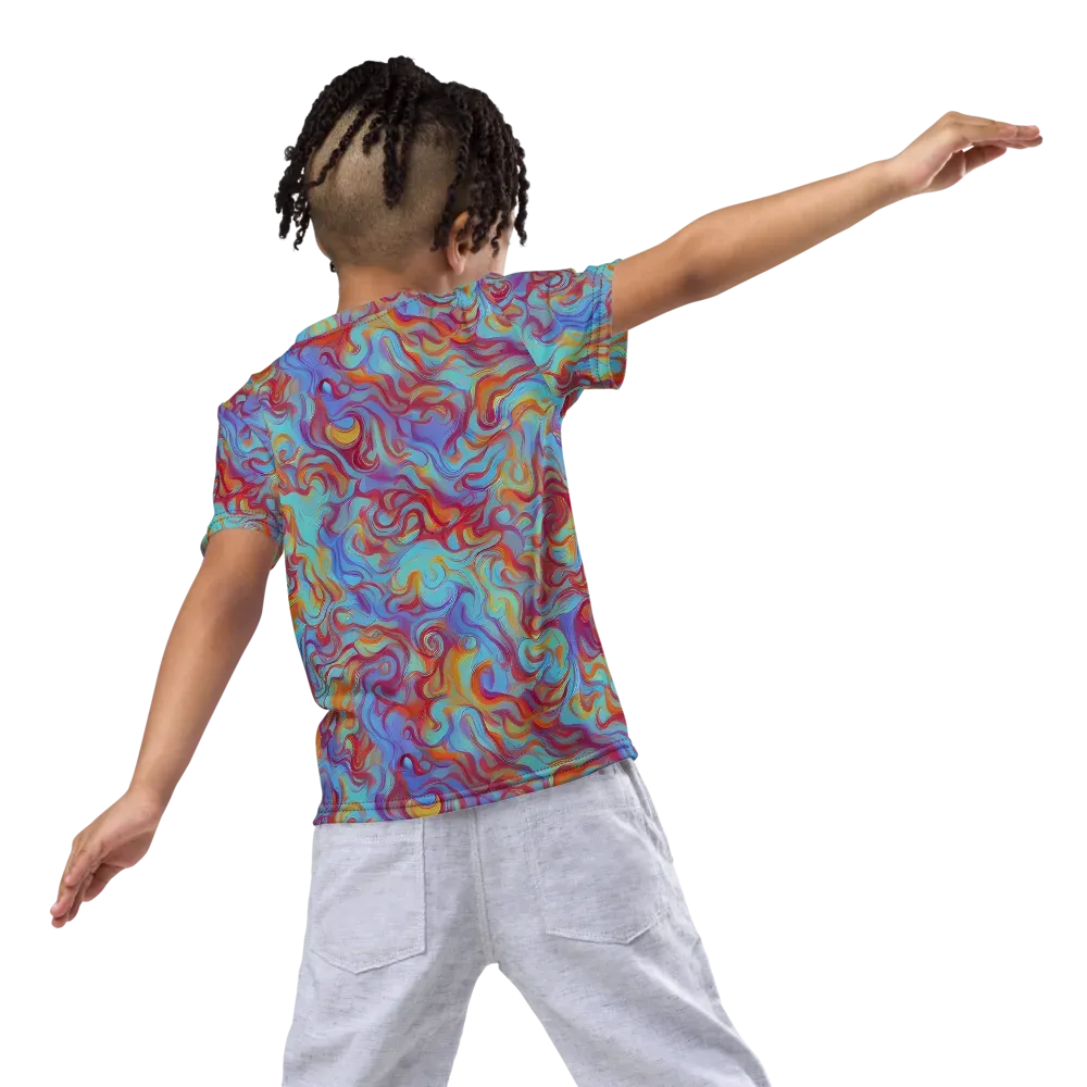 Aqua Rapture on Kids Crew Neck T-Shirt — Back