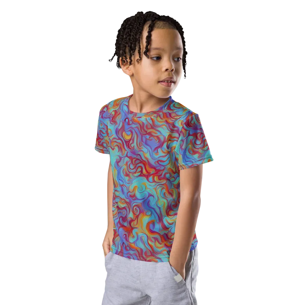 Aqua Rapture on Kids Crew Neck T-Shirt — Left Front