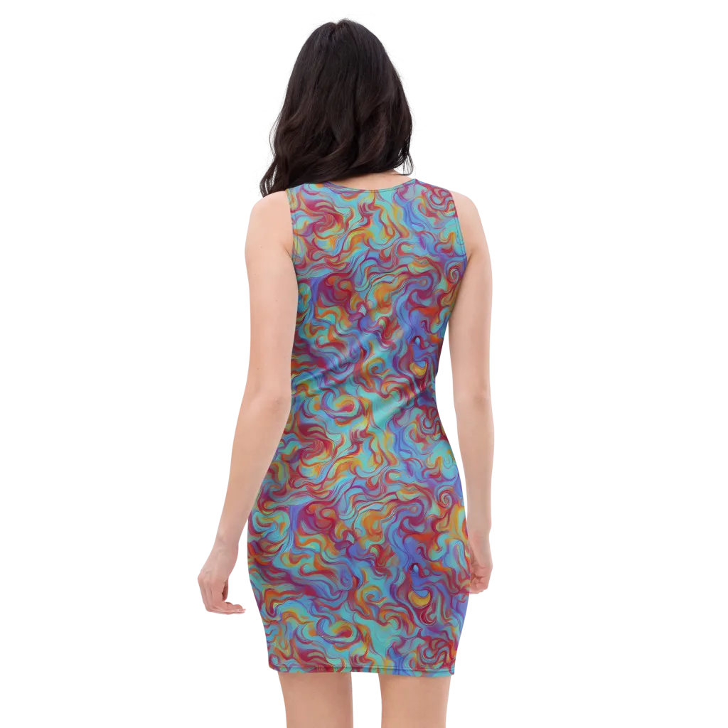 Aqua Rapture on Bodycon Dress — Back