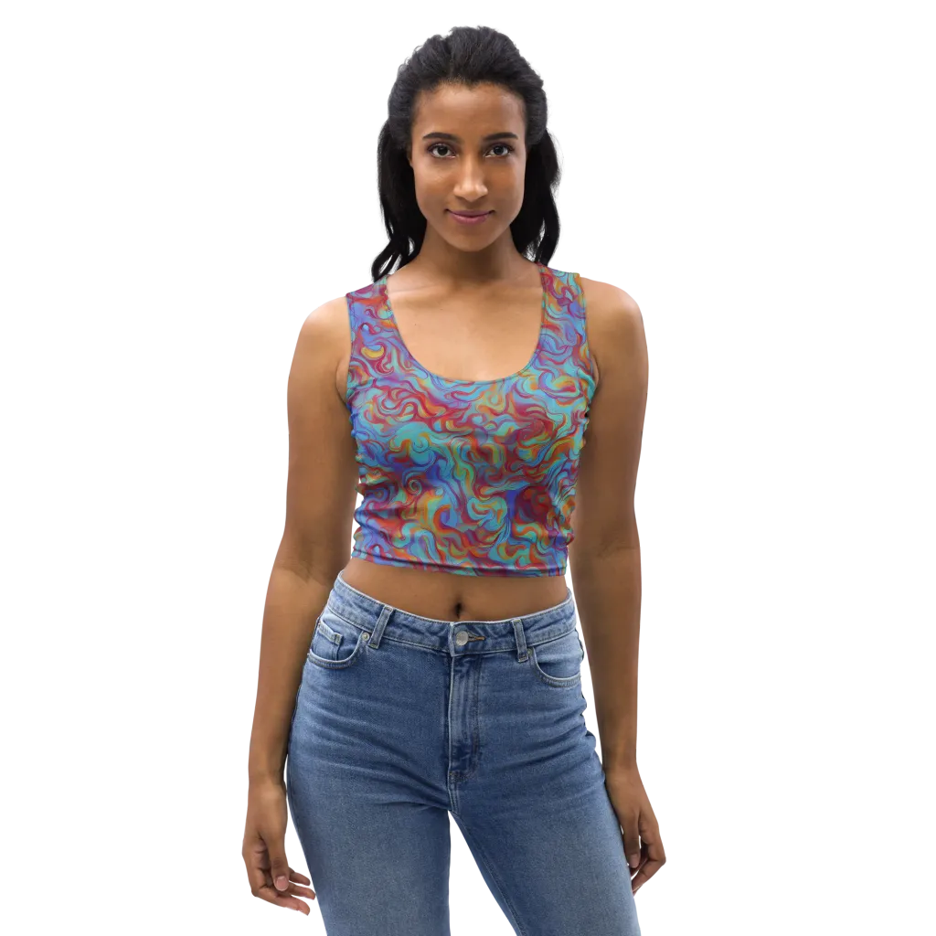 Aqua Rapture on Crop Top — Front