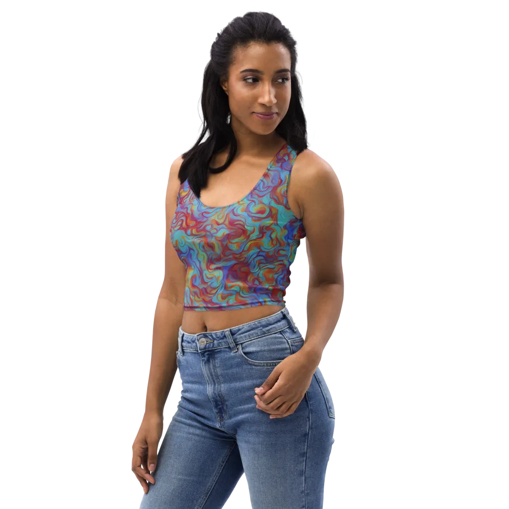 Aqua Rapture on Crop Top — Left Front