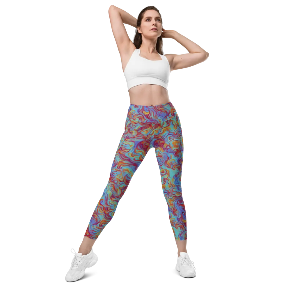 Aqua Rapture on Leggings with Pockets — Front
