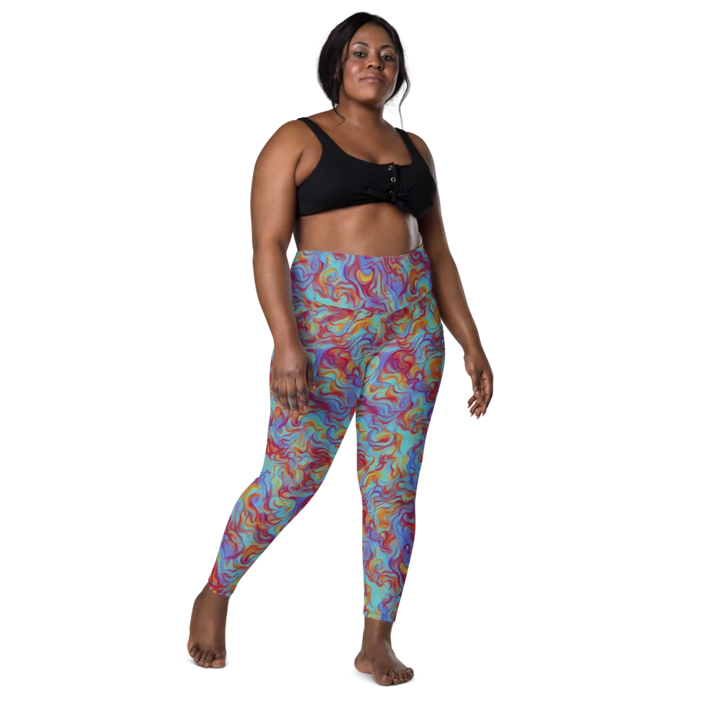 Aqua Rapture on Leggings with Pockets — Front