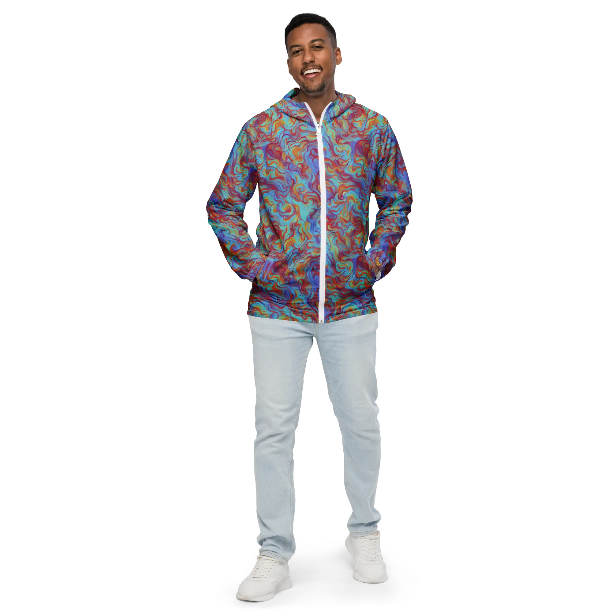Aqua Rapture on Men's Windbreaker — Front