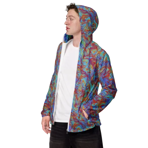 Aqua Rapture on a Men's Windbreaker