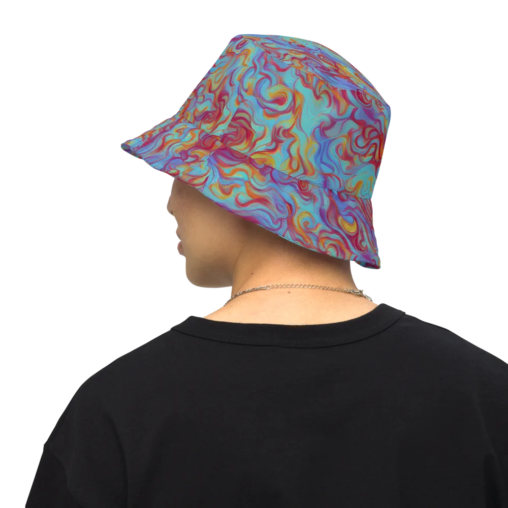 Aqua Rapture on Reversible Bucket Hat — Back Inside