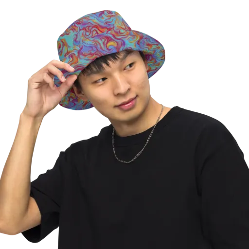 Aqua Rapture on a Reversible Bucket Hat