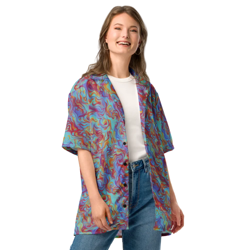 Aqua Rapture on Button Shirt — Front