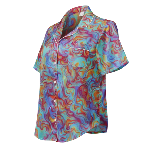 Aqua Rapture on a Women's Short Sleeve Pajama Top
