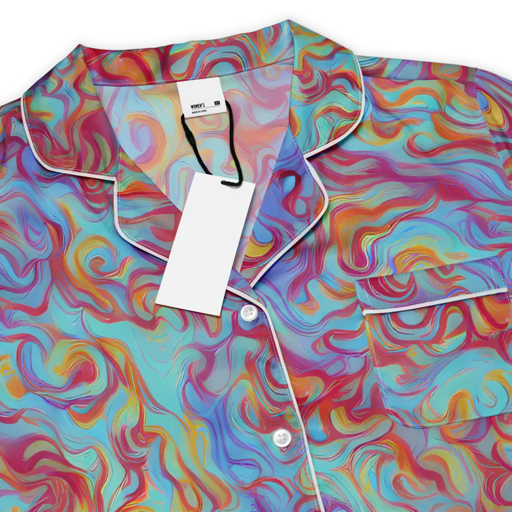Aqua Rapture on Women's Short Sleeve Pajama Top — Product details