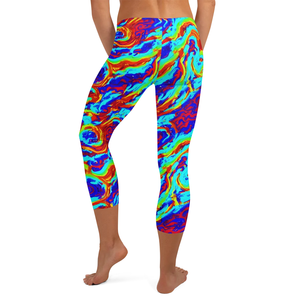 Vermilion Whirlpool on Capri Leggings — Back