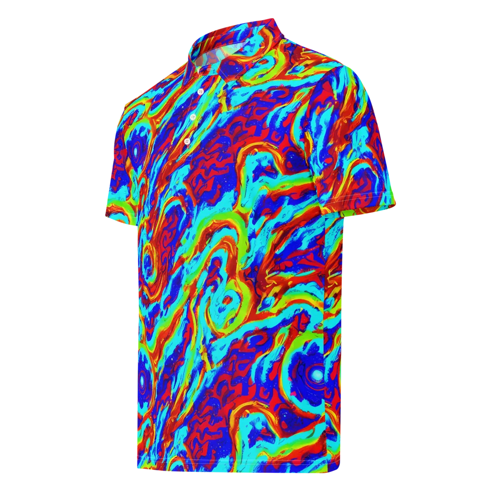 Vermilion Whirlpool on Men's Slim Fit Polo Shirt — Left Front