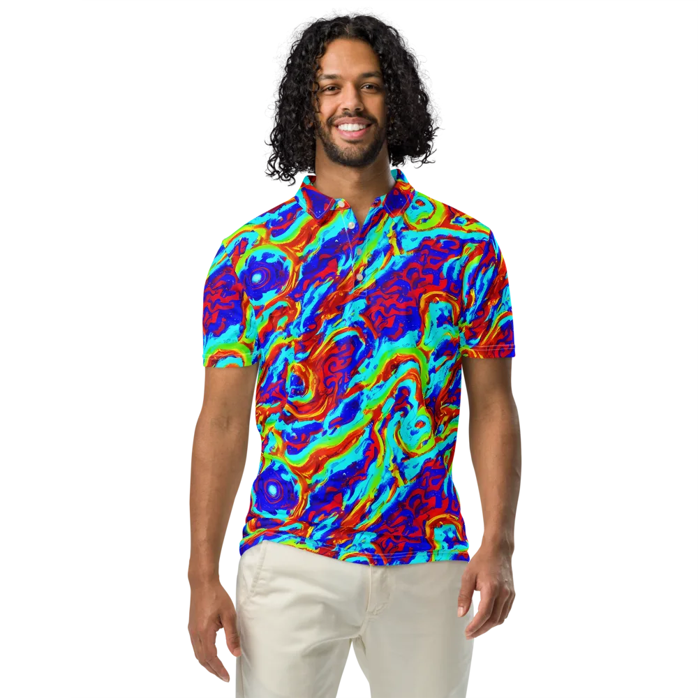Vermilion Whirlpool on Men's Slim Fit Polo Shirt — Front