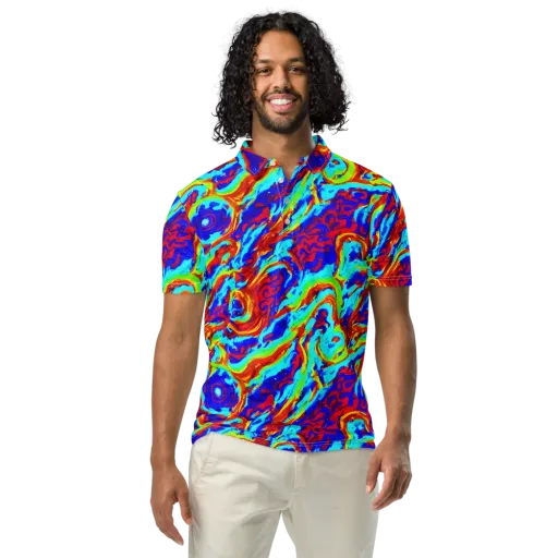 Vermilion Whirlpool on a Men's Slim Fit Polo Shirt