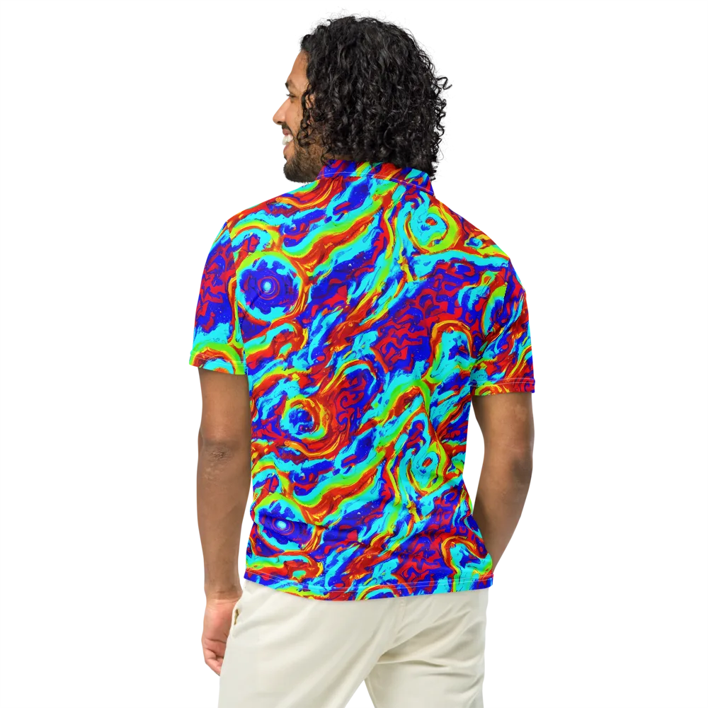 Vermilion Whirlpool on Men's Slim Fit Polo Shirt — Back