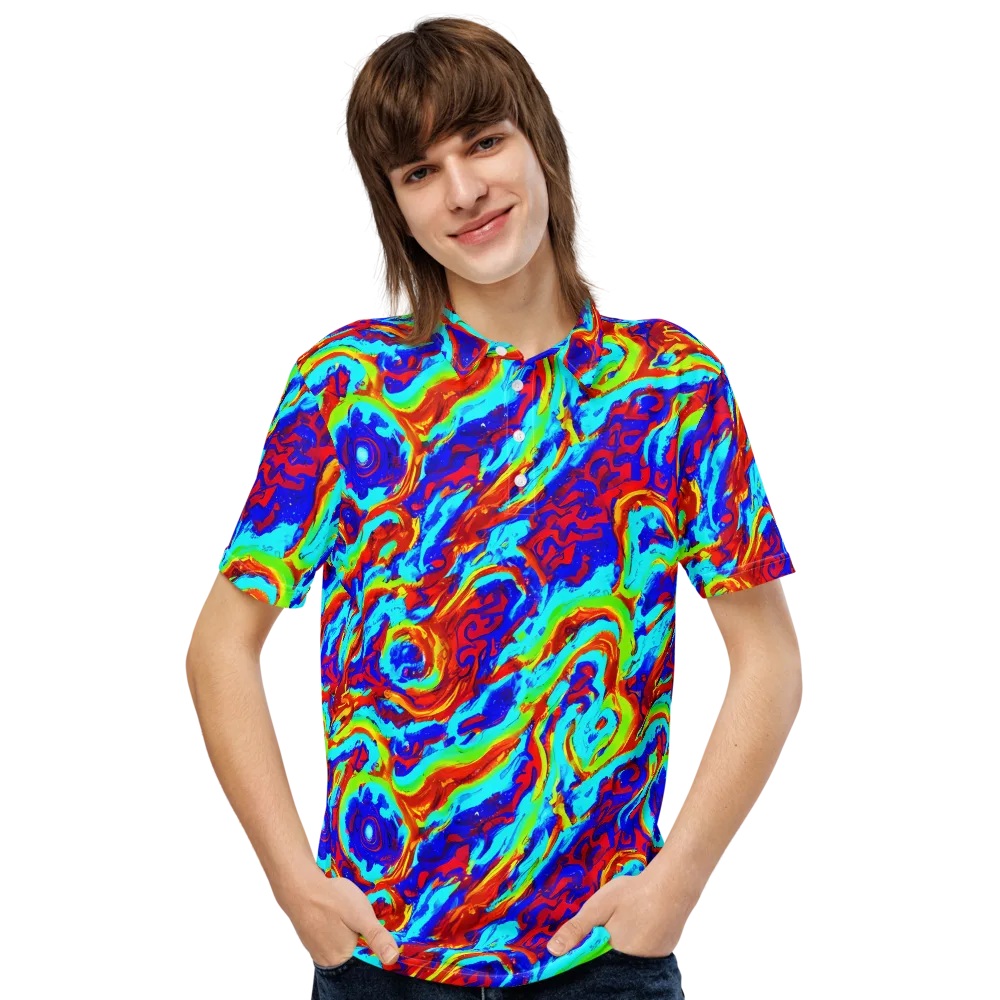 Vermilion Whirlpool on Men's Slim Fit Polo Shirt — Front
