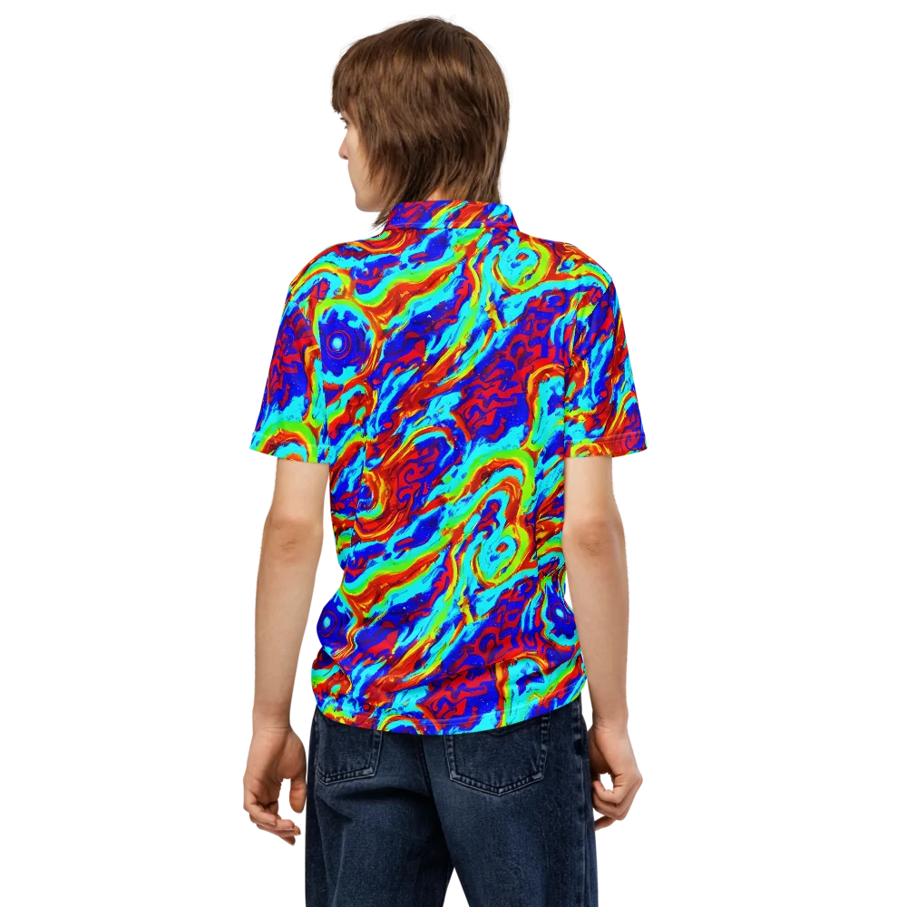 Vermilion Whirlpool on Men's Slim Fit Polo Shirt — Back