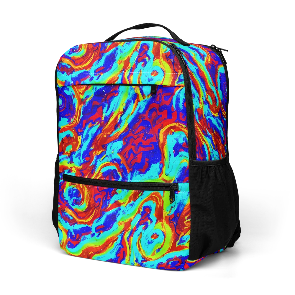 Vermilion Whirlpool on Utility Backpack — Left Front
