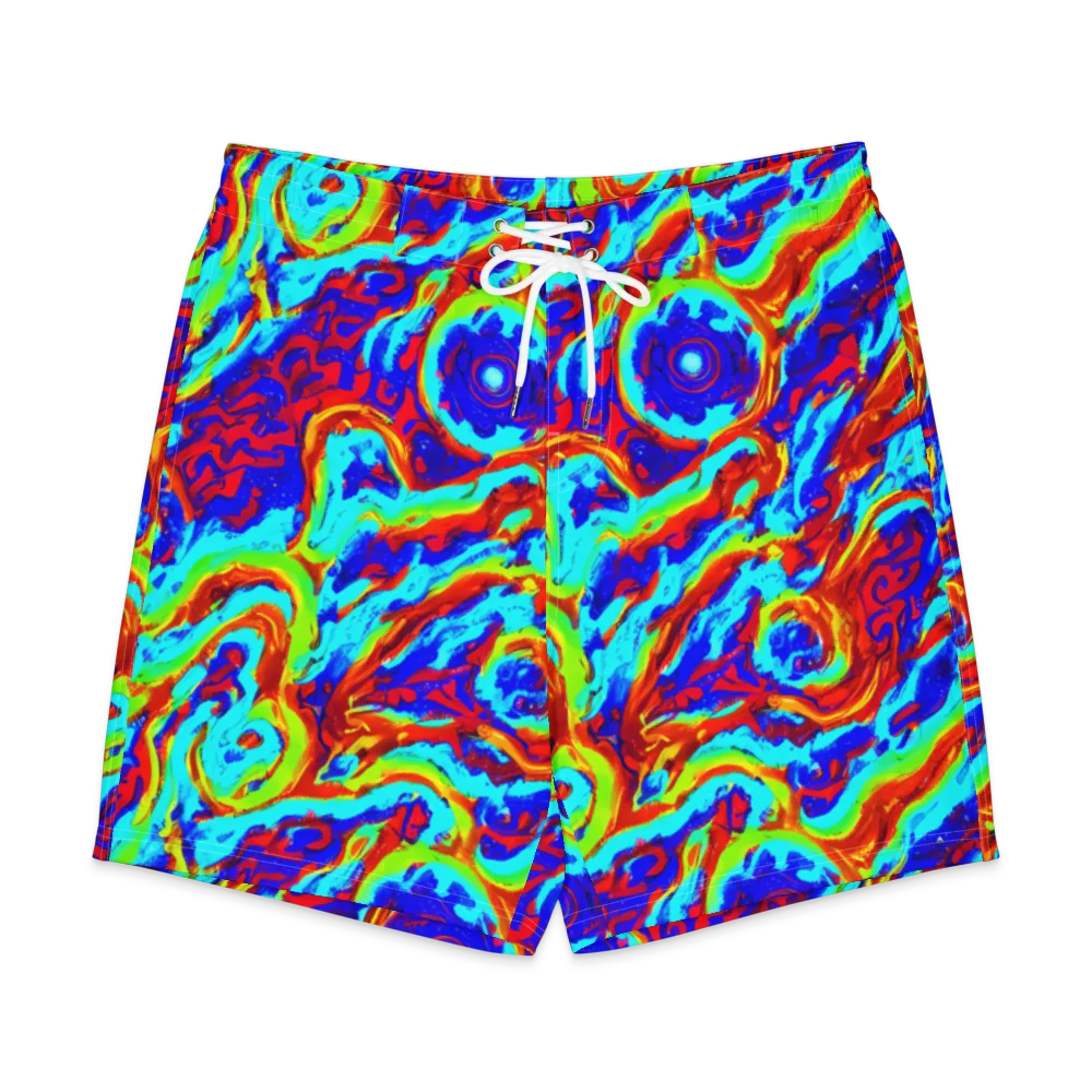 Vermilion Whirlpool on Men's Board Shorts — Front