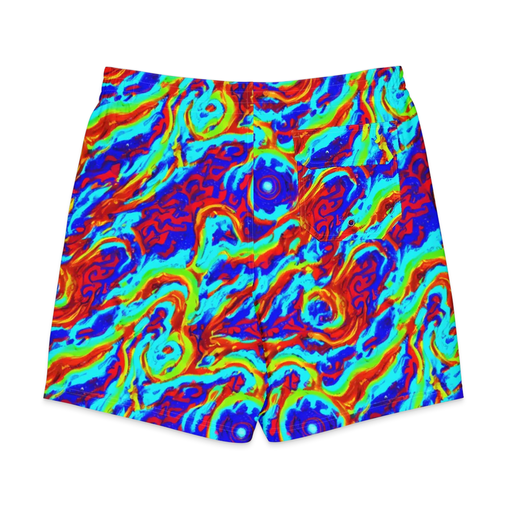 Vermilion Whirlpool on Men's Board Shorts — Back