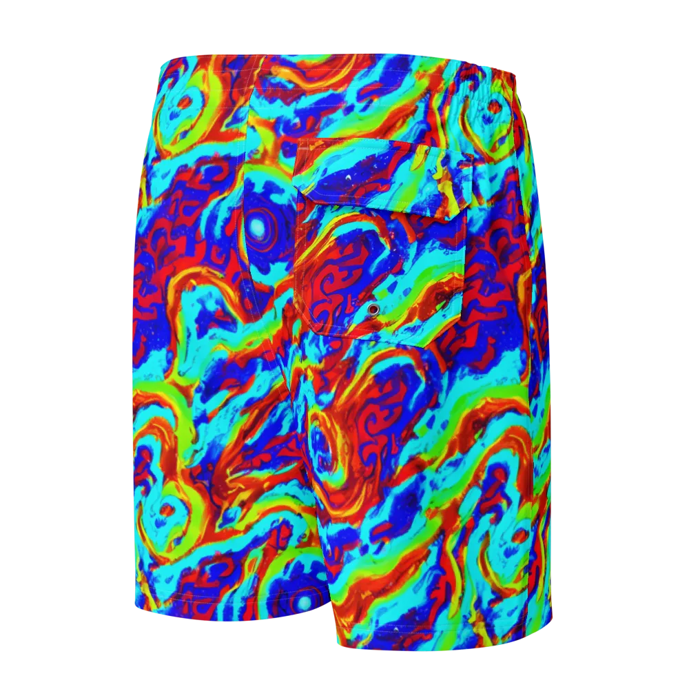 Vermilion Whirlpool on Men's Board Shorts — Back
