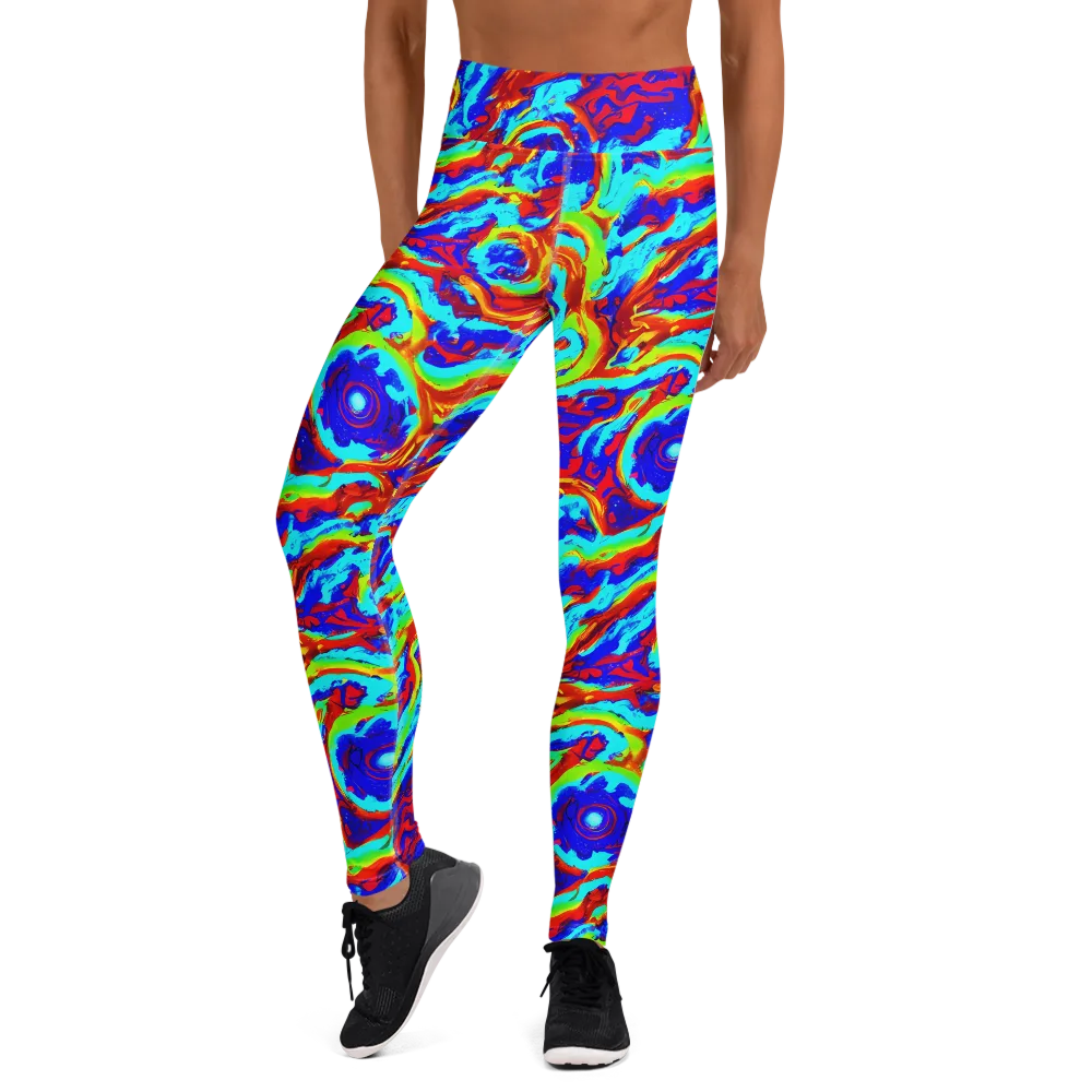 Vermilion Whirlpool on Yoga Leggings — Front