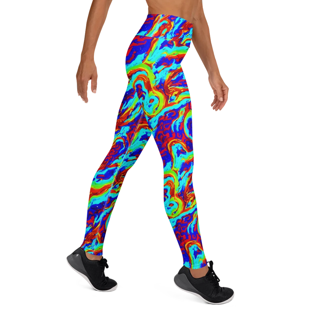 Vermilion Whirlpool on Yoga Leggings — Right