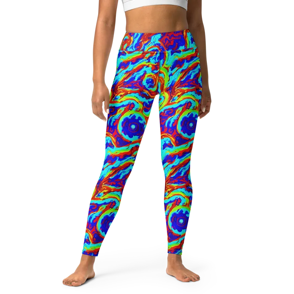 Vermilion Whirlpool on Yoga Leggings — Front