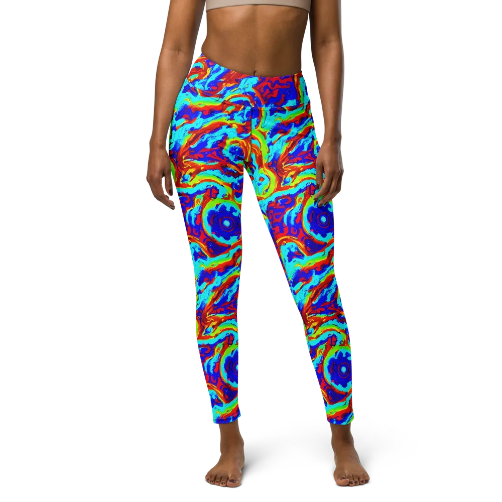 Vermilion Whirlpool on Yoga Leggings — Front