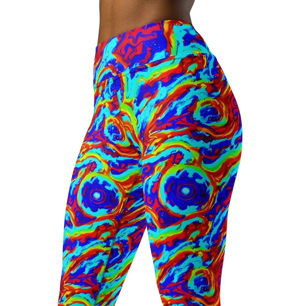 Vermilion Whirlpool on Yoga Leggings — Left Front