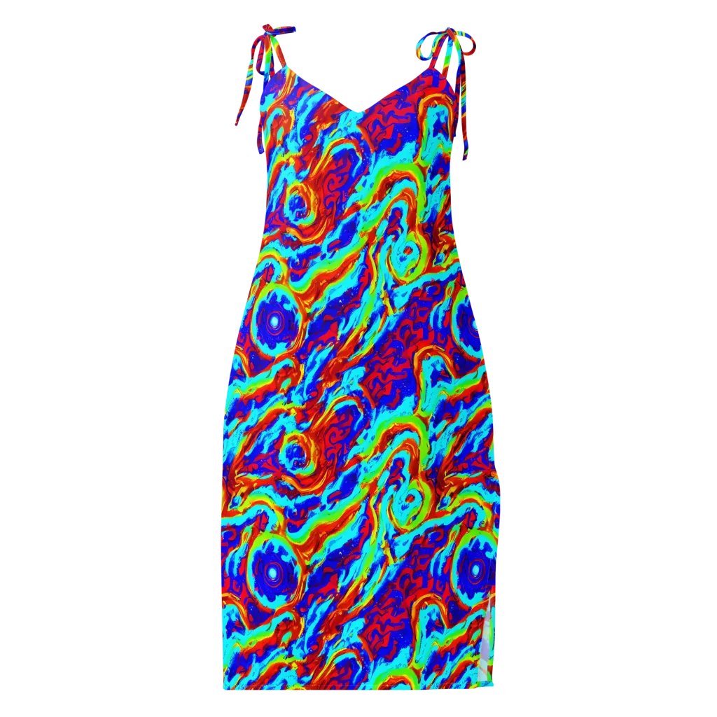 Vermilion Whirlpool on Slip Dress — Front