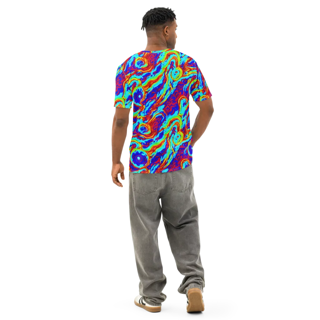 Vermilion Whirlpool on Men's Cotton Crew Neck T-Shirt — Back