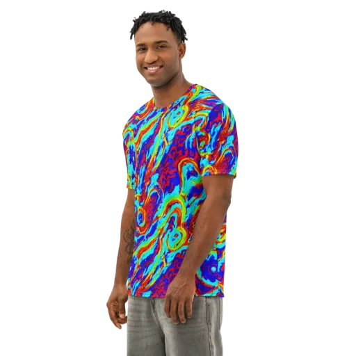 Vermilion Whirlpool on a Men's Cotton Crew Neck T-Shirt