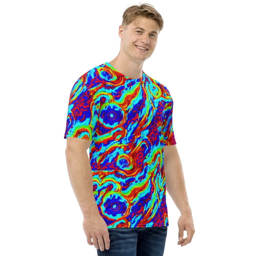 Vermilion Whirlpool on Men's Crew Neck T-Shirt — Right