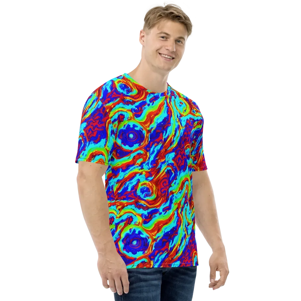 Vermilion Whirlpool on Men's Crew Neck T-Shirt — Right