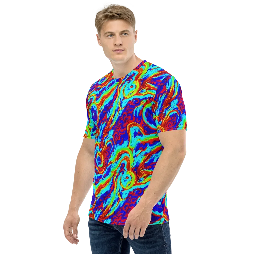 Vermilion Whirlpool on Men's Crew Neck T-Shirt — Left