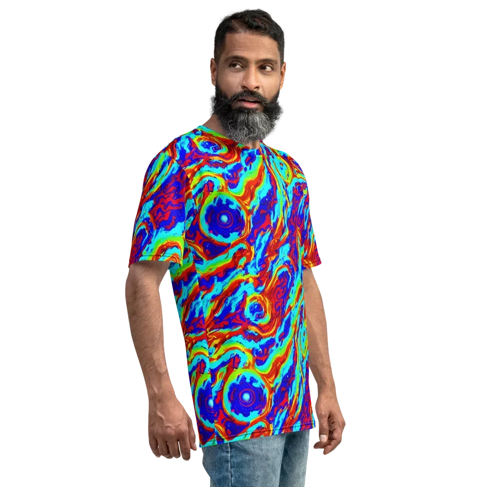 Vermilion Whirlpool on Men's Crew Neck T-Shirt — Right