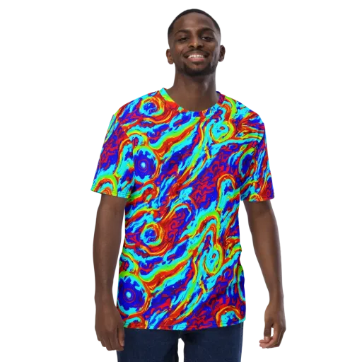 Vermilion Whirlpool on a Men's Crew Neck T-Shirt