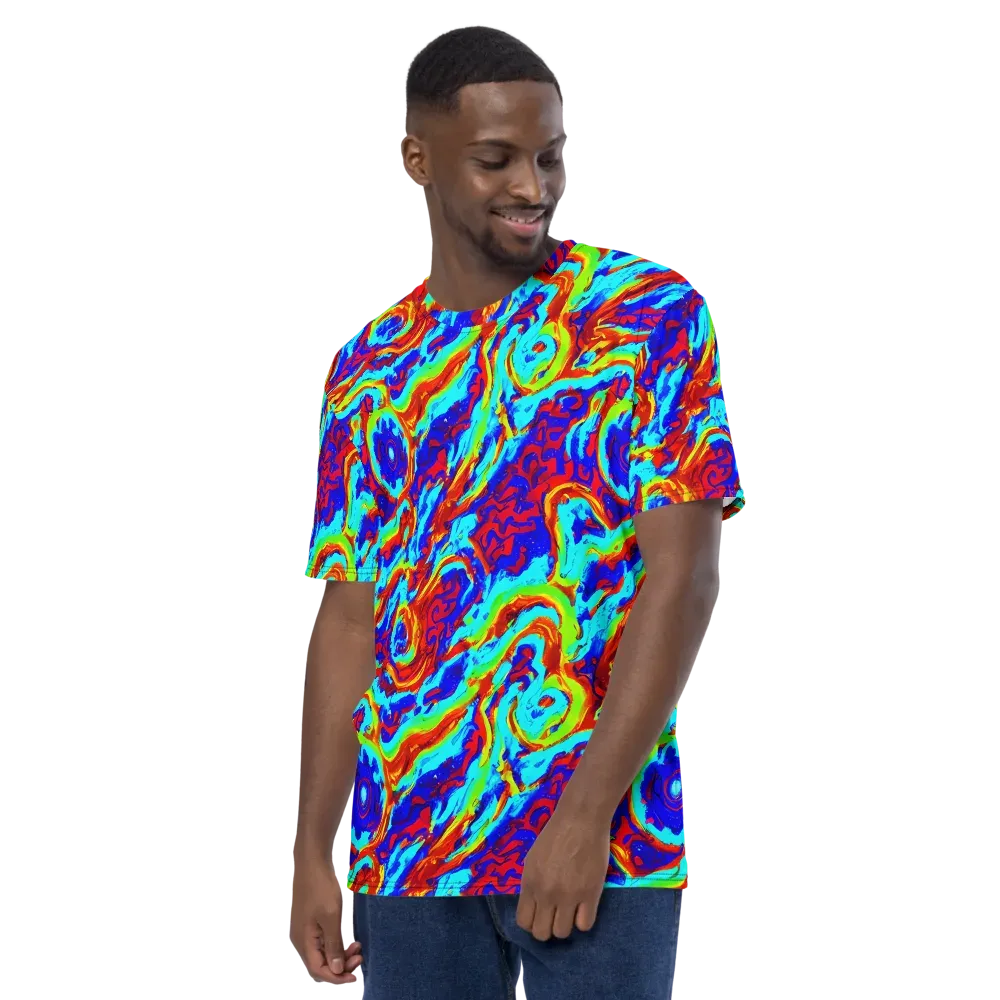 Vermilion Whirlpool on Men's Crew Neck T-Shirt — Left