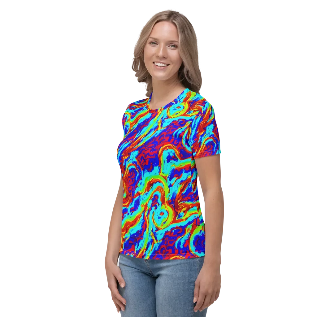 Vermilion Whirlpool on Women's Crew Neck T-Shirt — Left